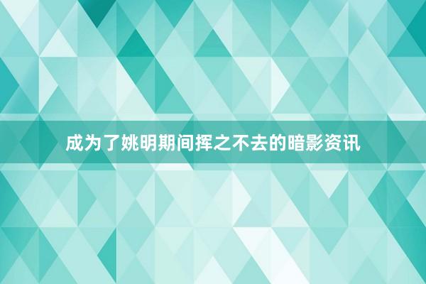 成为了姚明期间挥之不去的暗影资讯